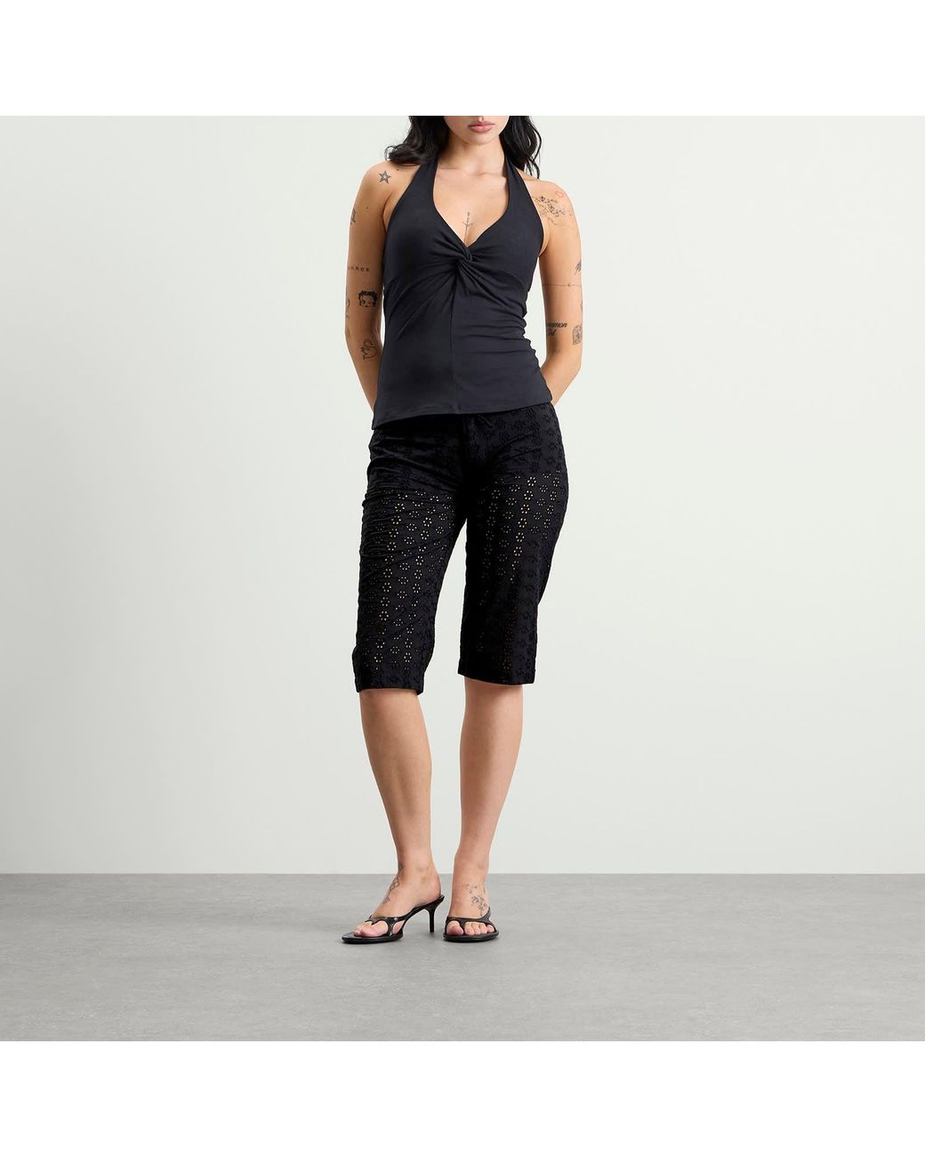 Fruity Booty Black Broderie Capris