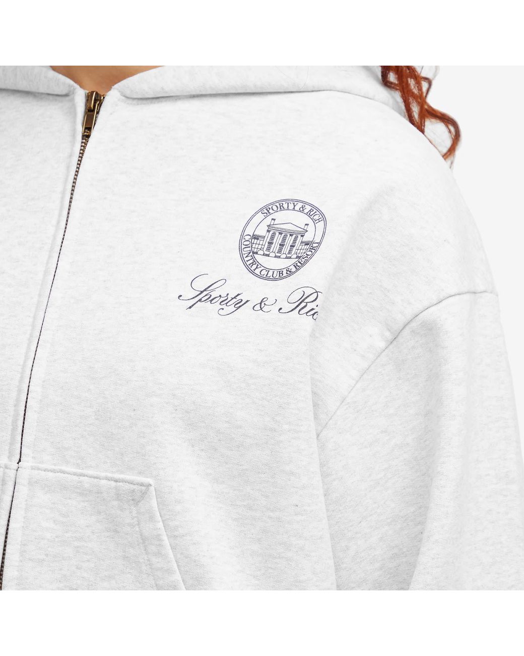Sporty & Rich Vendome Resort Cropped Zip Hoodie in White | Lyst