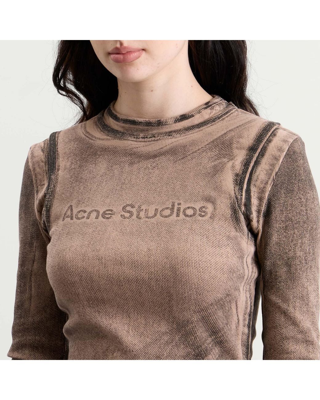 Acne Brown Elga Print Long Sleeve Top