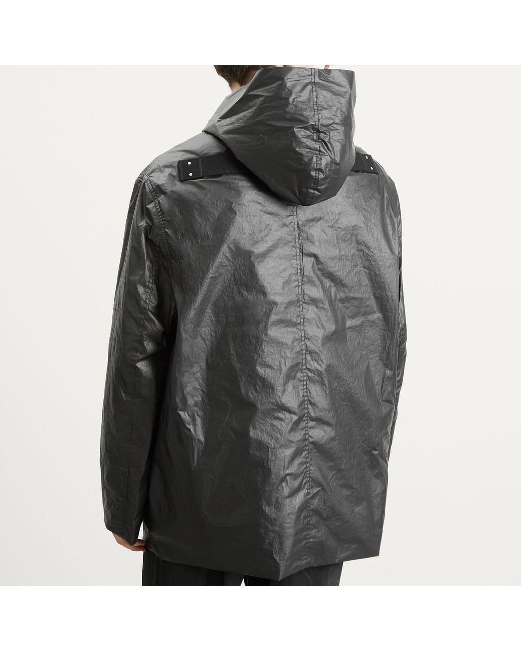 Rick Owens Gray Coated Poplin Cropped Mac for men
