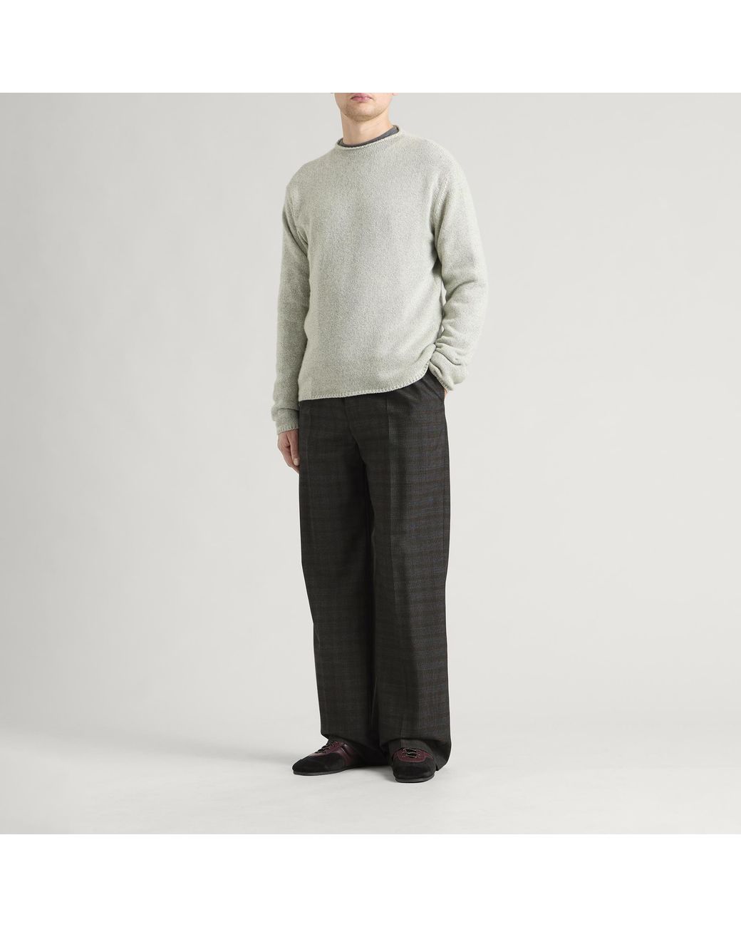 Dries Van Noten Gray Penrud Abstract Check Wool Trousers for men