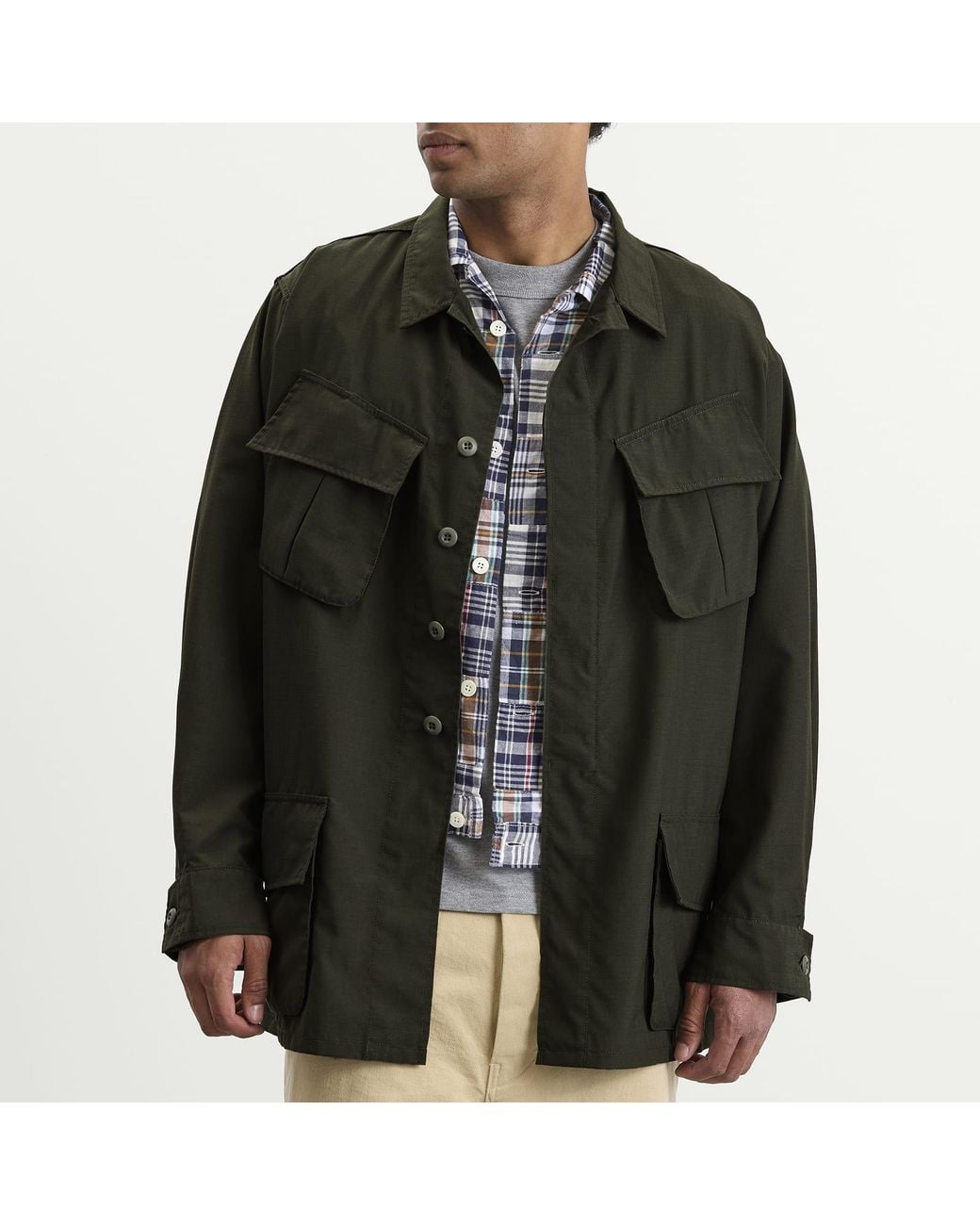 Beams Plus Green Ripstop Fatique Jacket for men