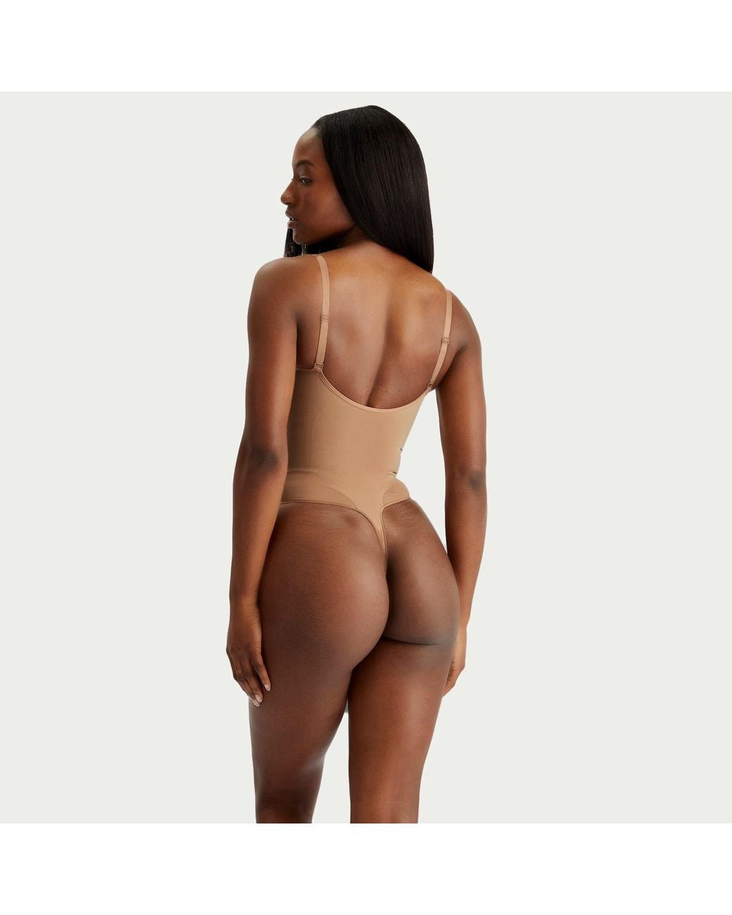 Skims Brown Seamless Sculpt Thong Bodysuit