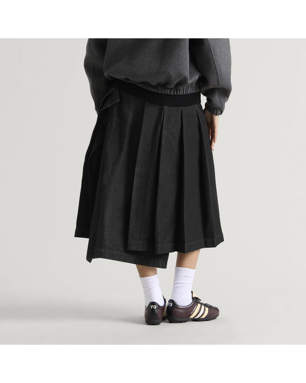 Y-3 Black Denim Midi Skirt
