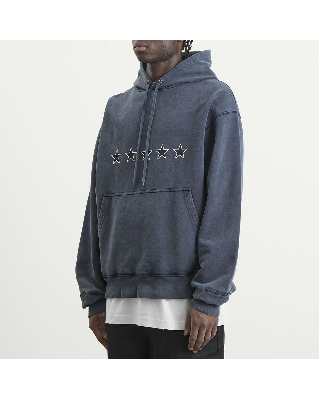 Balenciaga Blue Top Rating Printed Hoodie for men