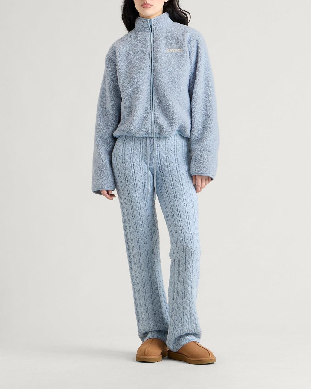 Skims Blue Teddy Boxy Zip Up Jacket