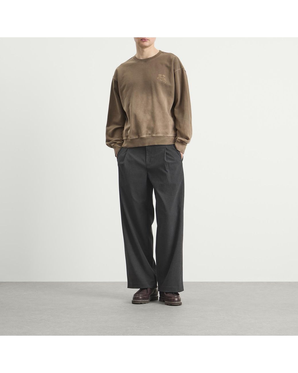 KARMA8A Brown Washed Crewneck Sweatshirt for men