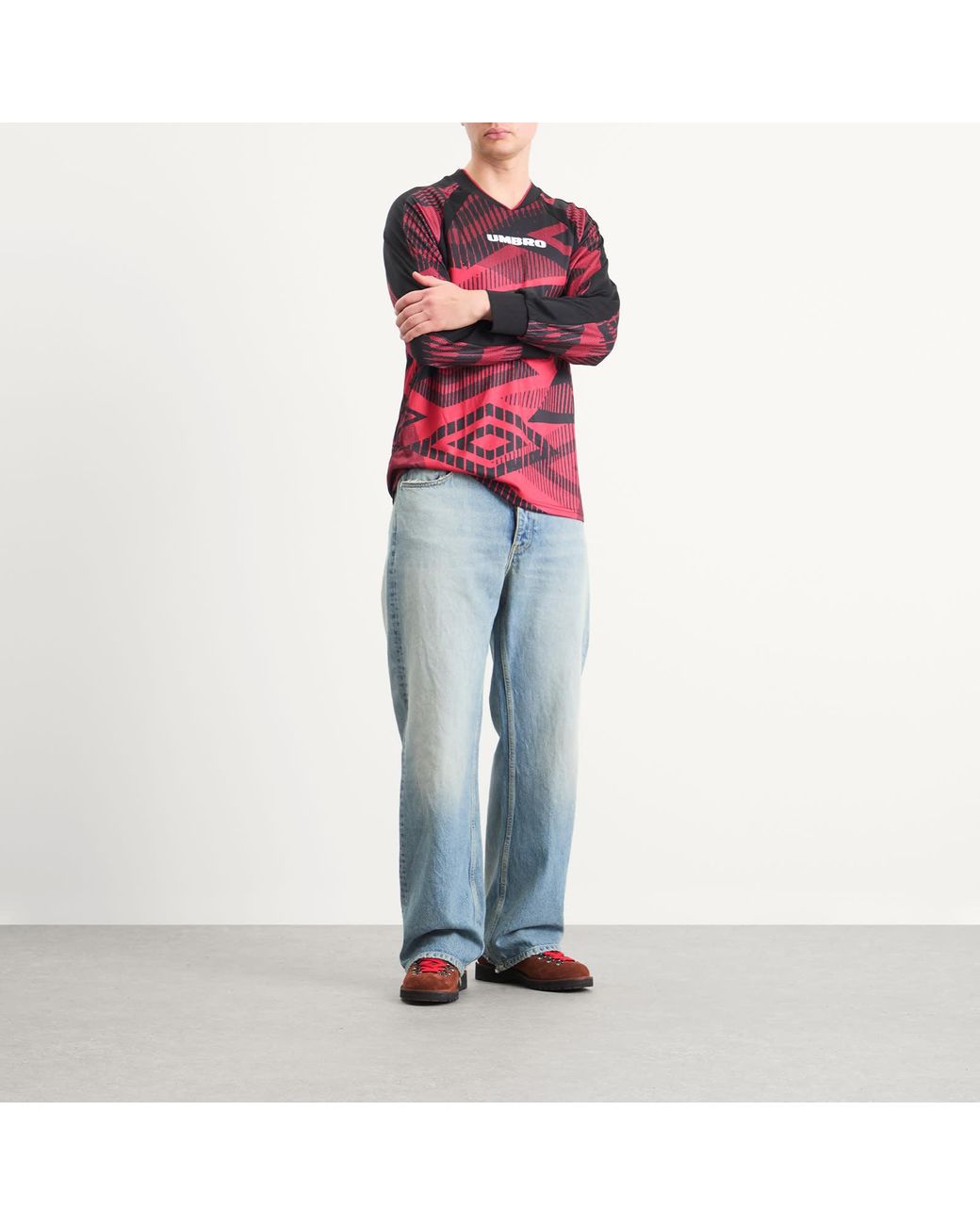 Umbro Red Printed Long Sleeve Jersey for men