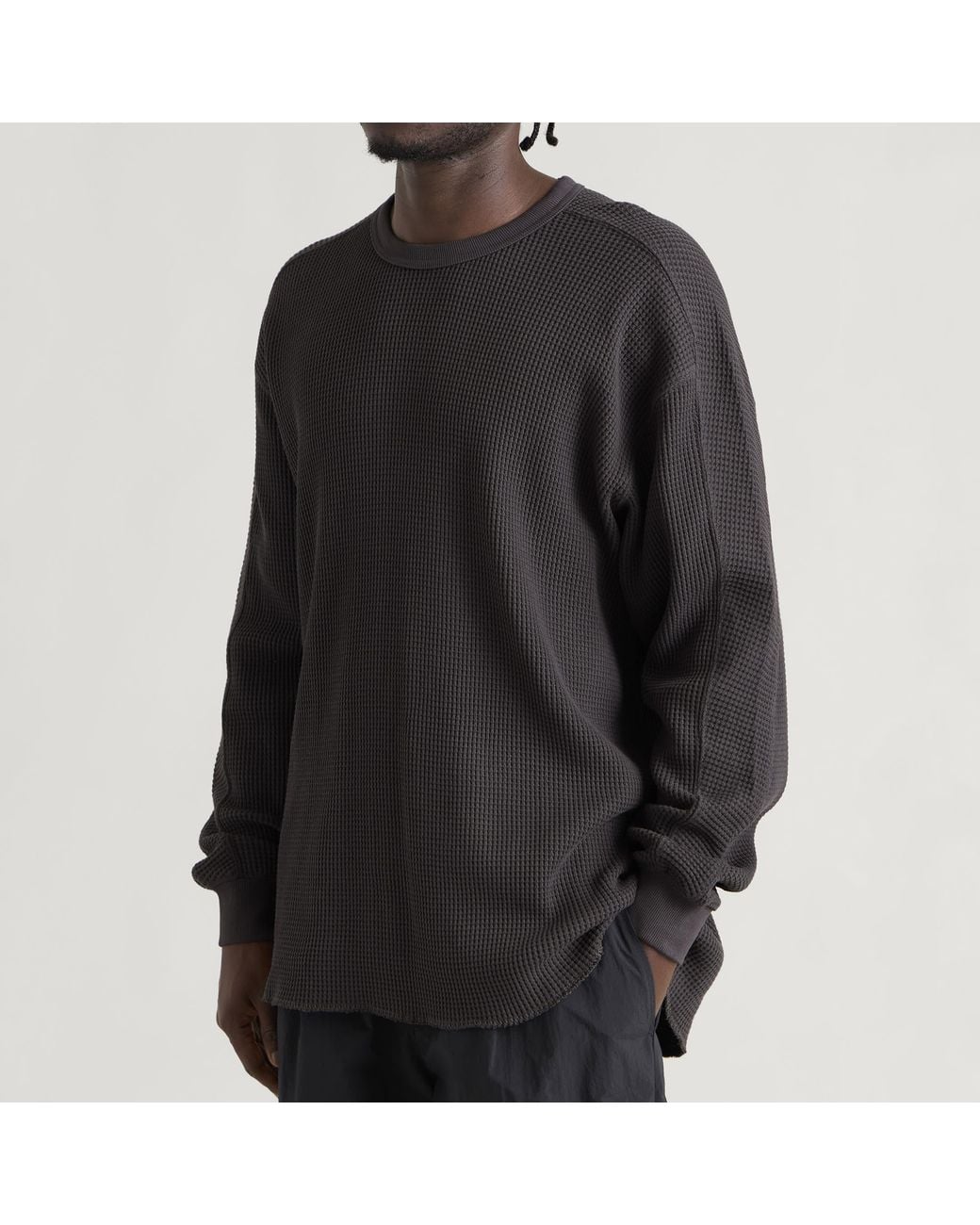 Snow Peak Black Heavyweight Waffle Pullover for men