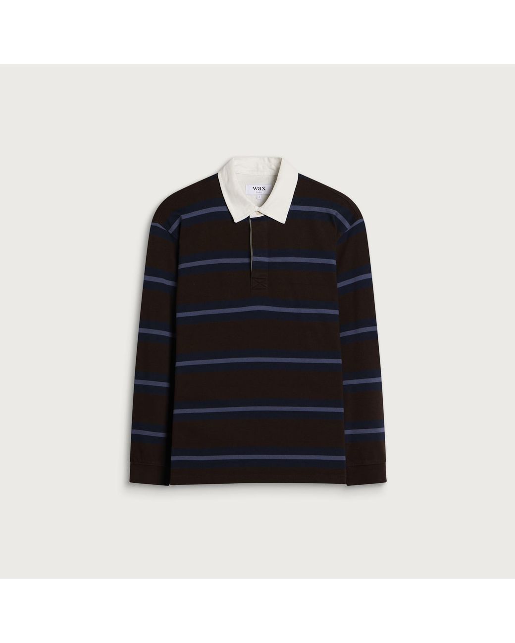 Wax London Black Rowhill Mirror Stripe Rugby Shirt for men