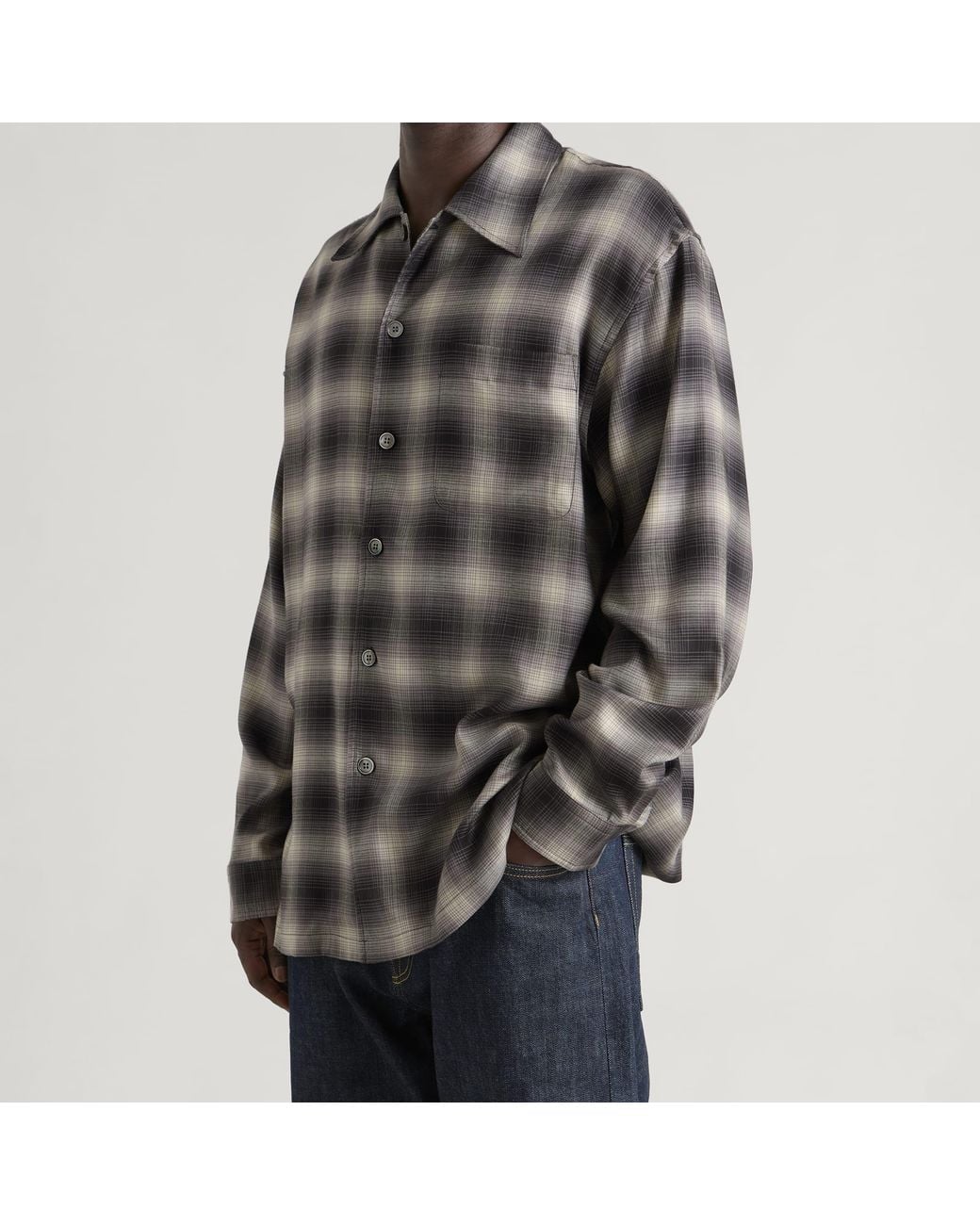 Our Legacy Gray Check Saloon Tencel Every Shirt for men