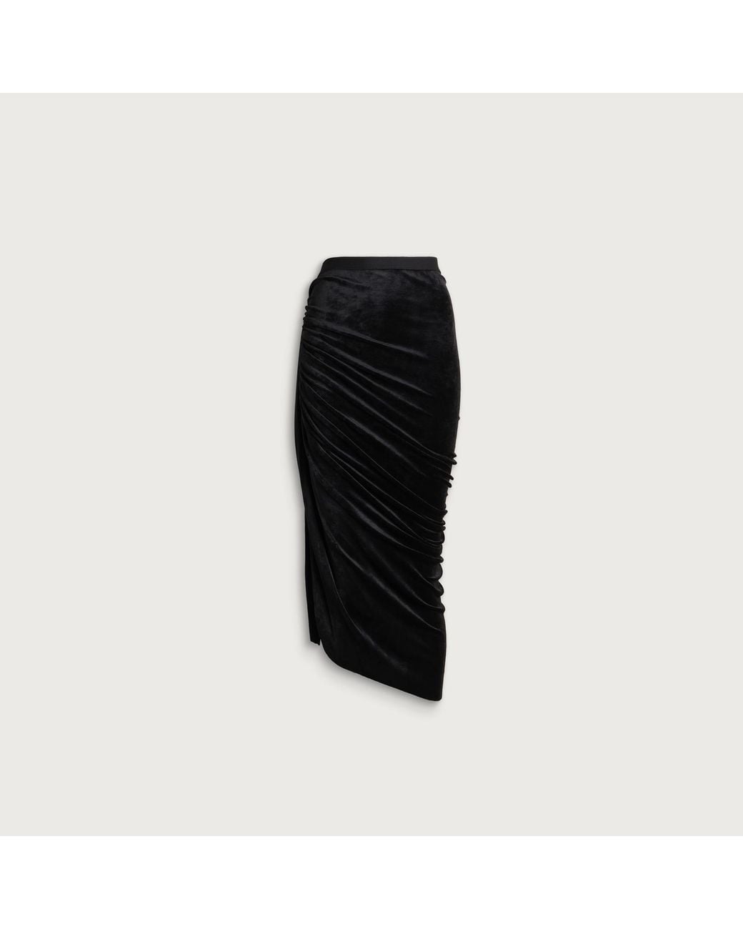 Rick Owens Black Lilies Knee Edfu Velvet Skirt