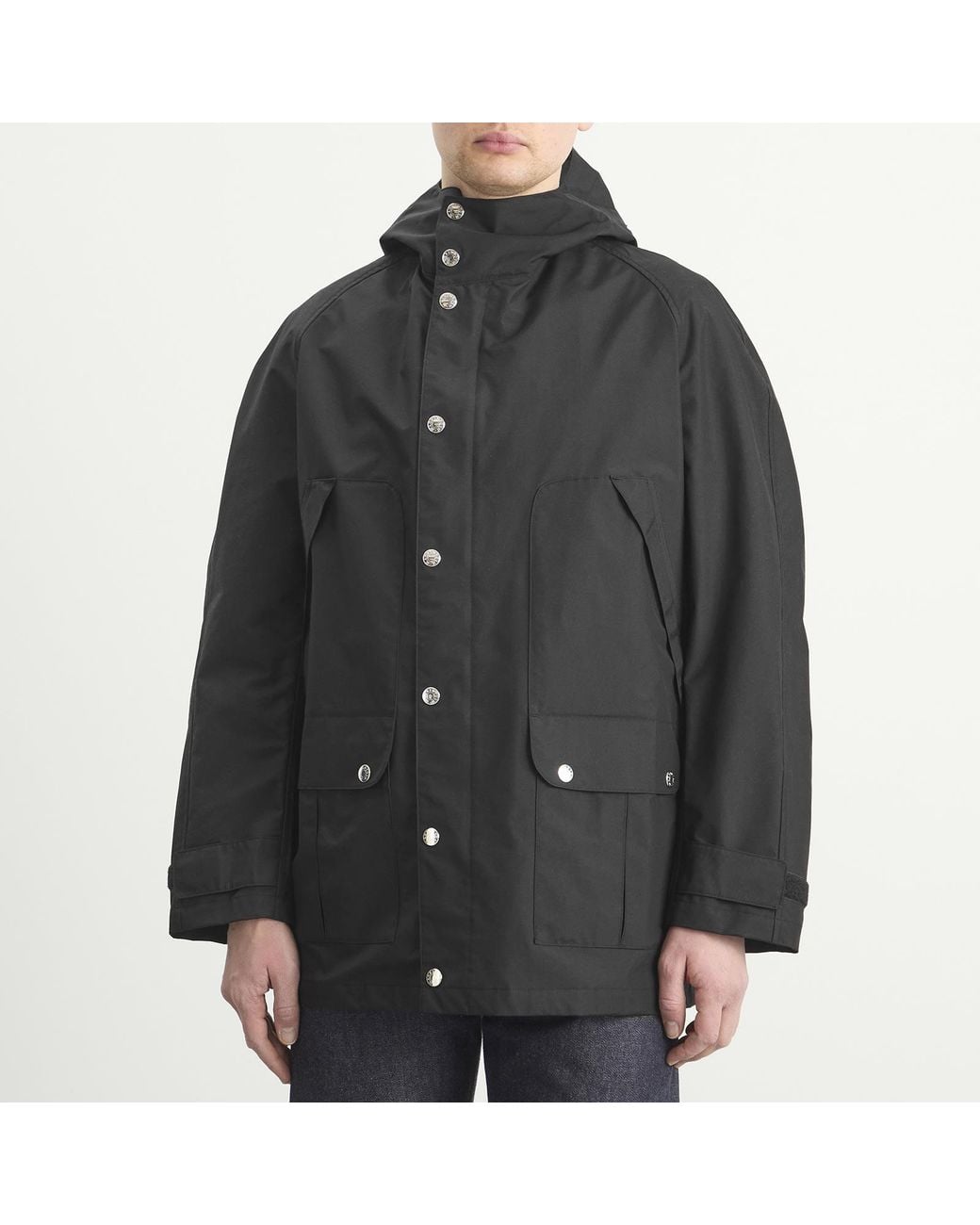 Junya Watanabe Black Nylon Laminated Mackintosh Jacket for men