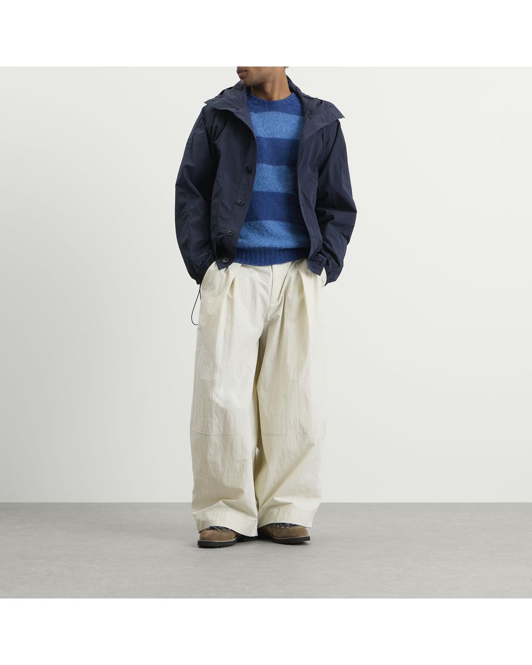 YMC Blue Suedehead Stripe Knit for men