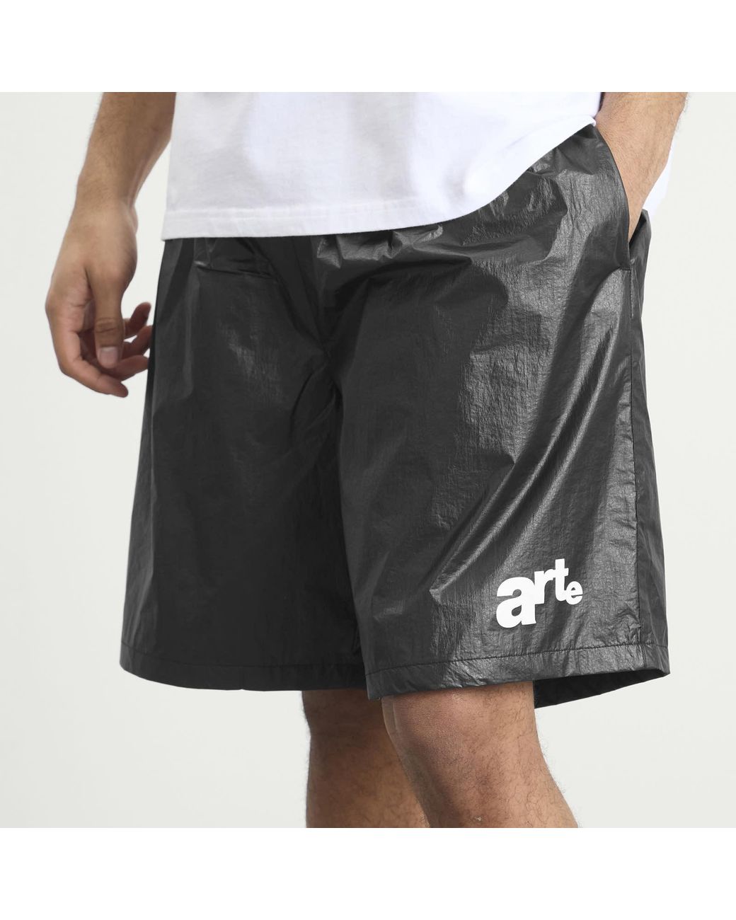 Arte' Gray Big Logo Shorts for men