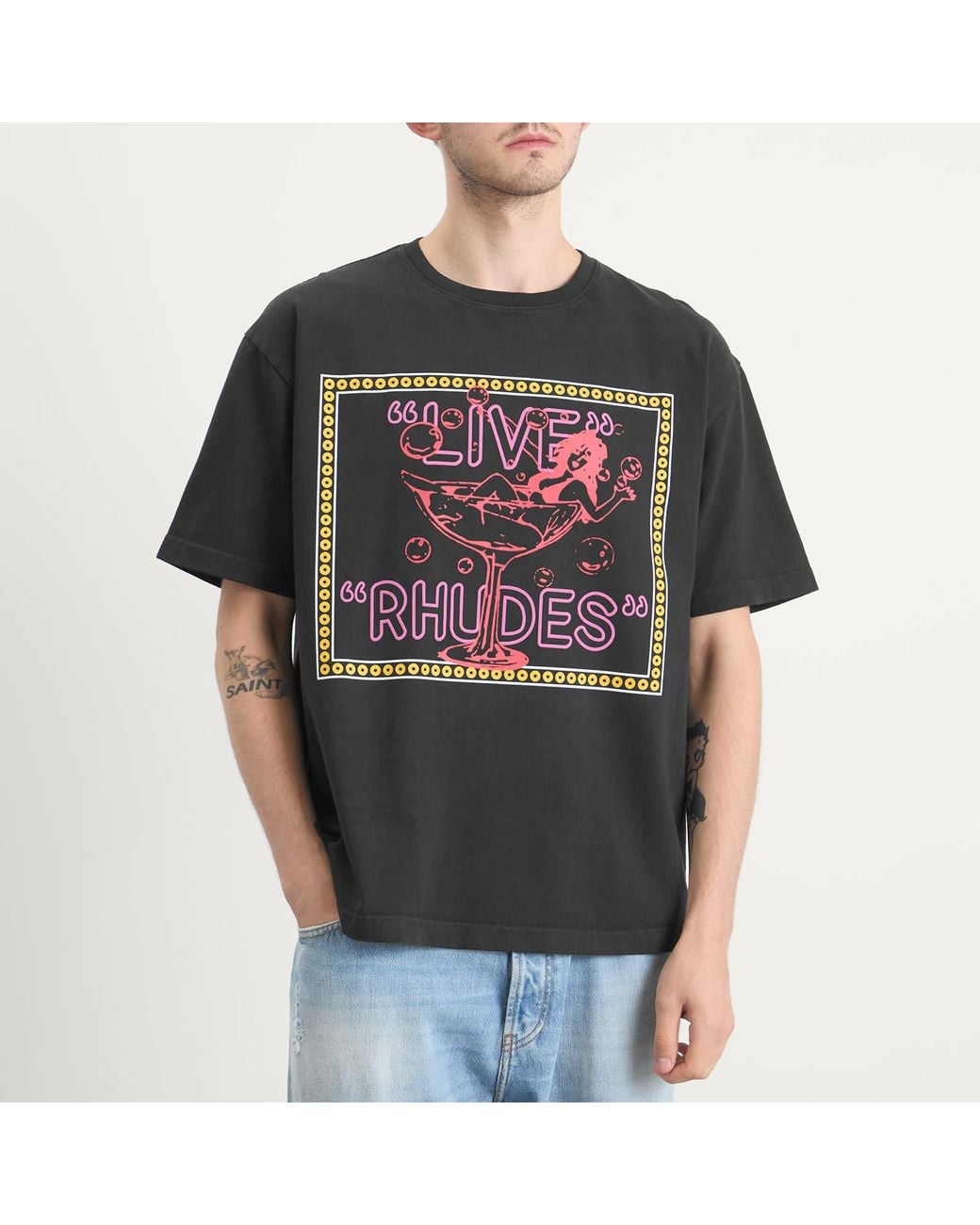 Rhude Black Live S T-Shirt for men