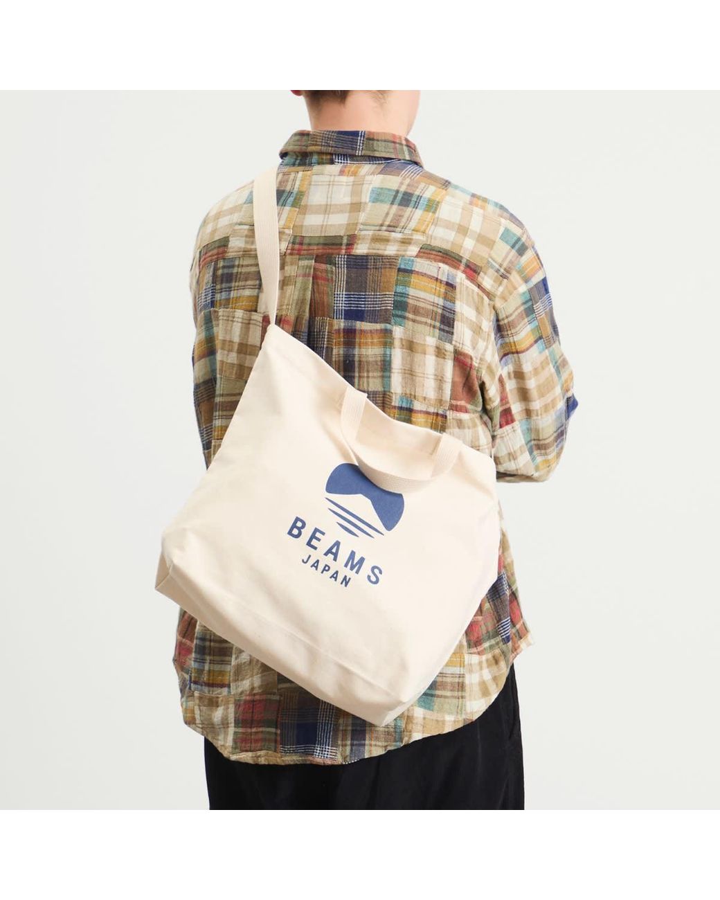 BEAMS Japan White 2 Way Canvas Tote Bag