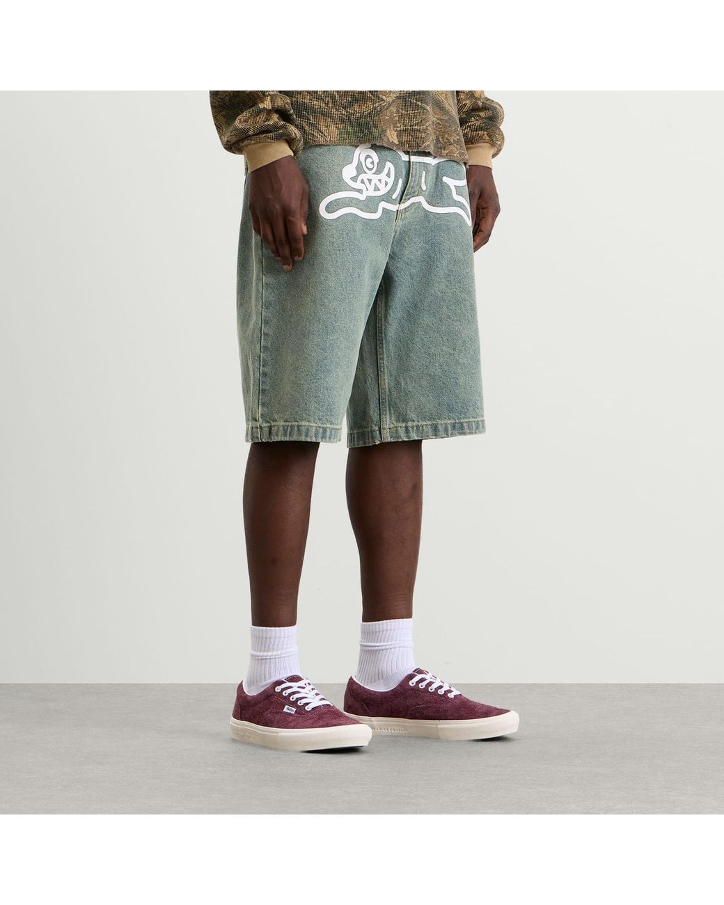 ICECREAM Blue Running Dog Denim Shorts for men