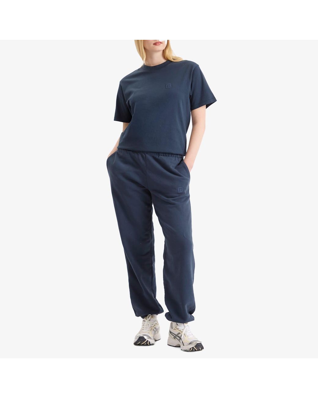 Anine Bing Blue Lili Framed Monogram T-Shirt