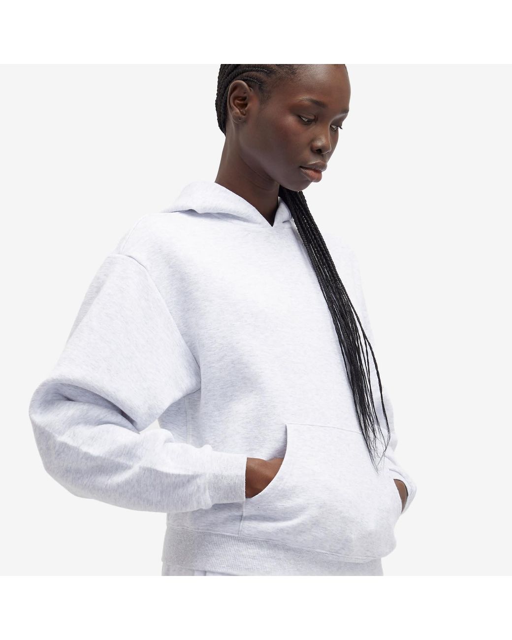 Skims White Cotton Fleece Classic Pullover Hoodie
