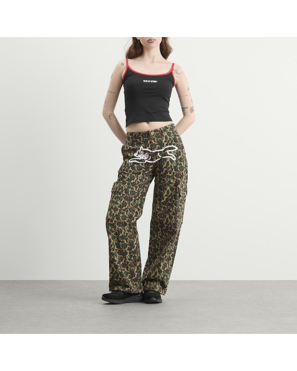 ICECREAM Gray Running Dog Cargo Pants
