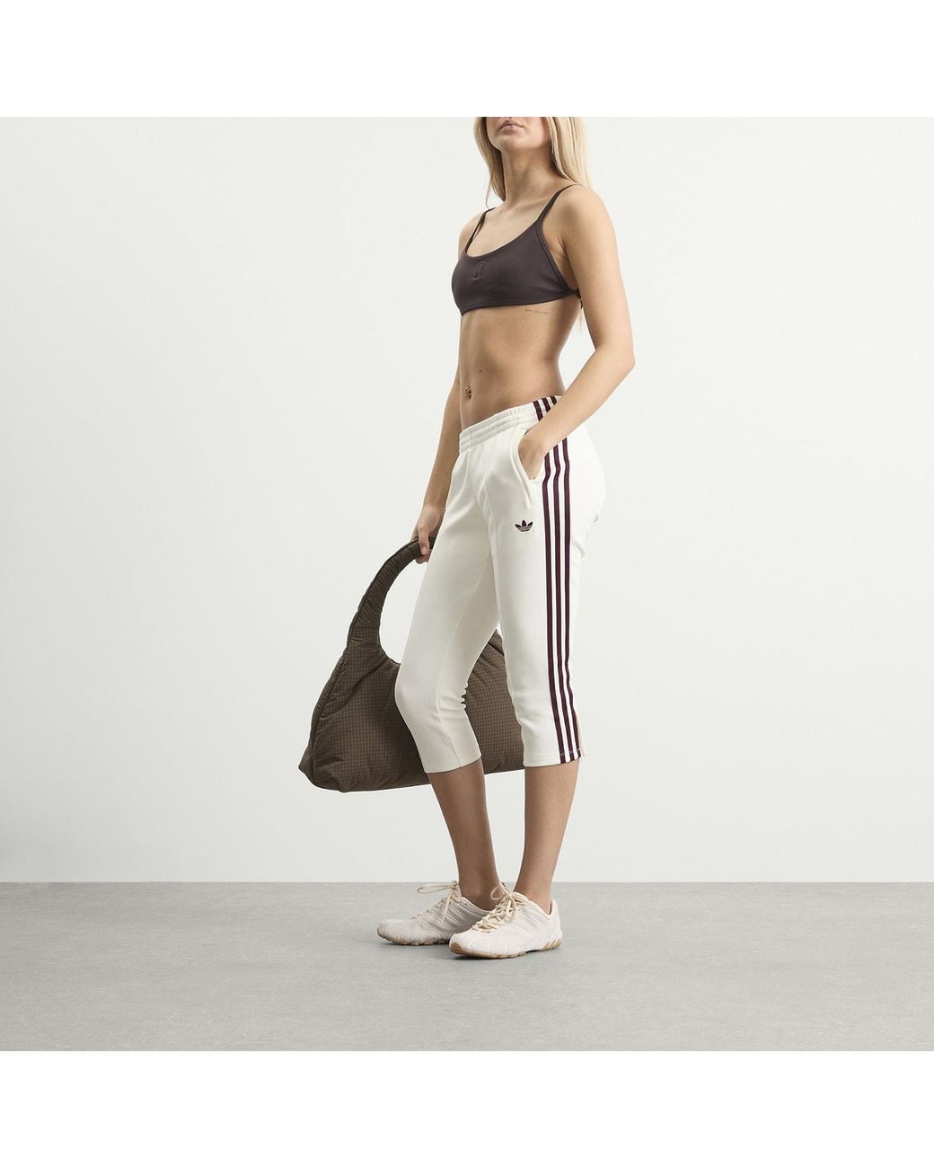 Adidas White Capri Trackpants