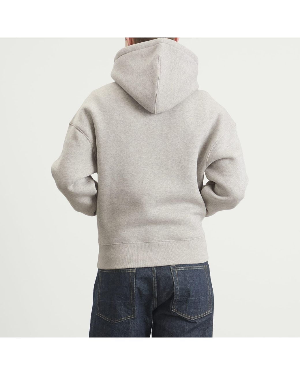 AMI Gray Big Ami De Coeur Embossed Hoodie for men