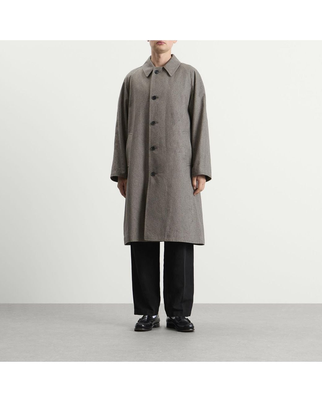 Kaptain Sunshine Gray Cotton Mock Twist Umbrella Coat for men