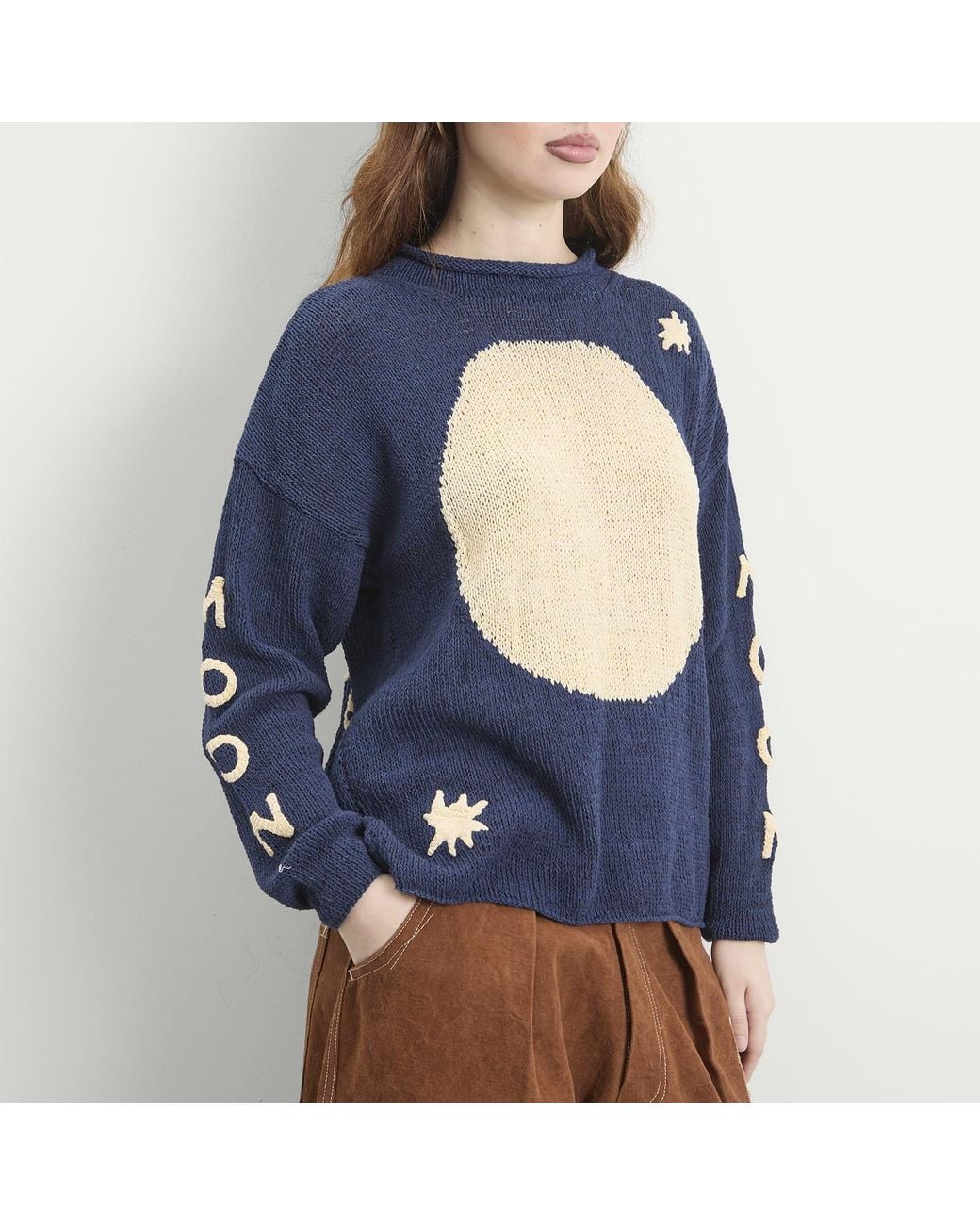 STORY mfg. Blue Hand Knit Twinsun Roll Neck