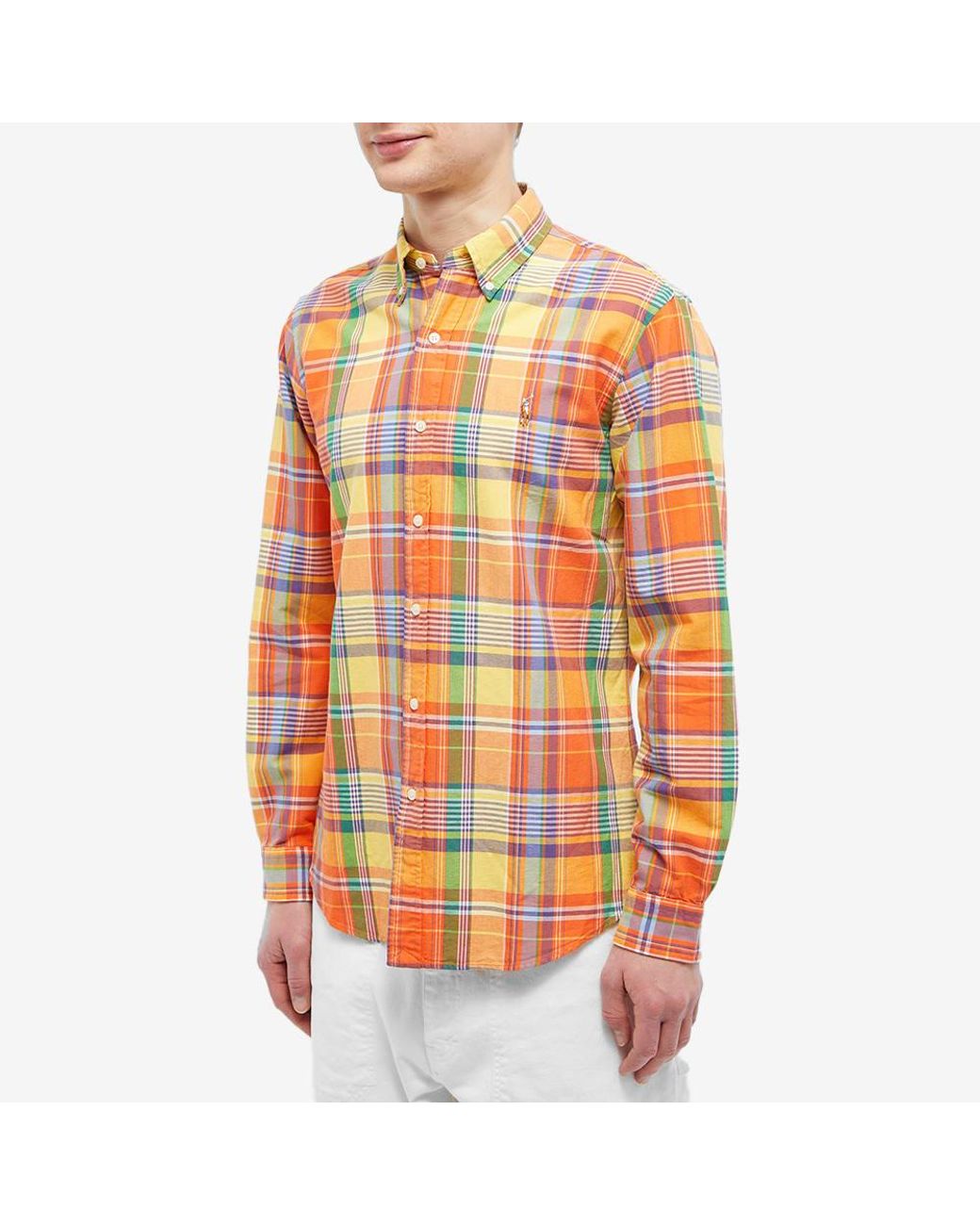 Polo Ralph Lauren Madras Check Button Down Shirt in Orange for Men | Lyst