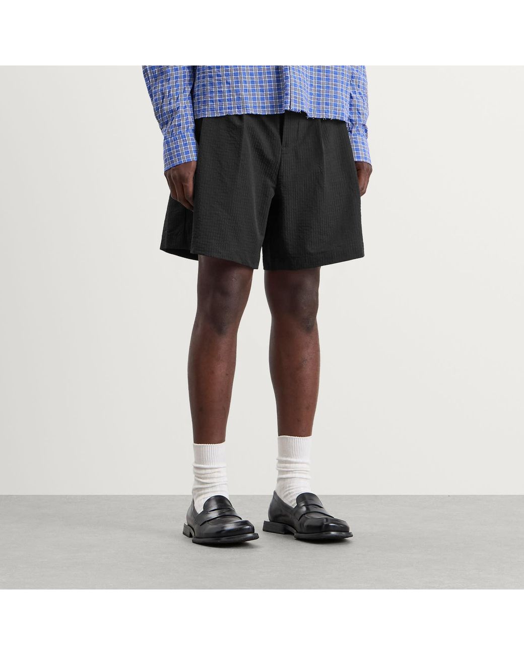 About Blank Black Textured Shorts for men