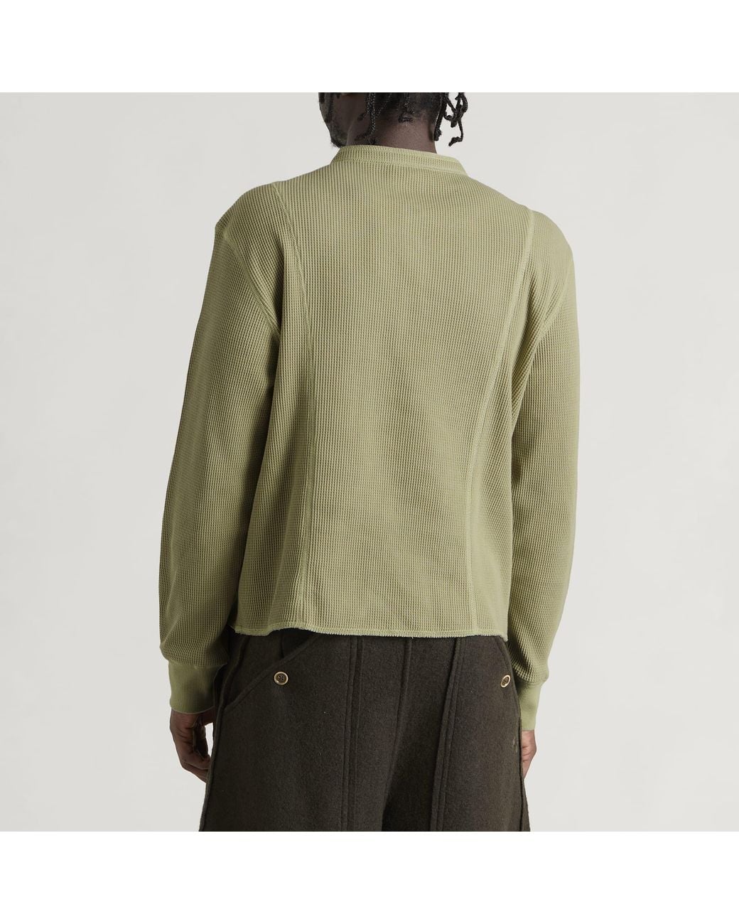 Ganter Green Henley Waffle Longsleeve for men