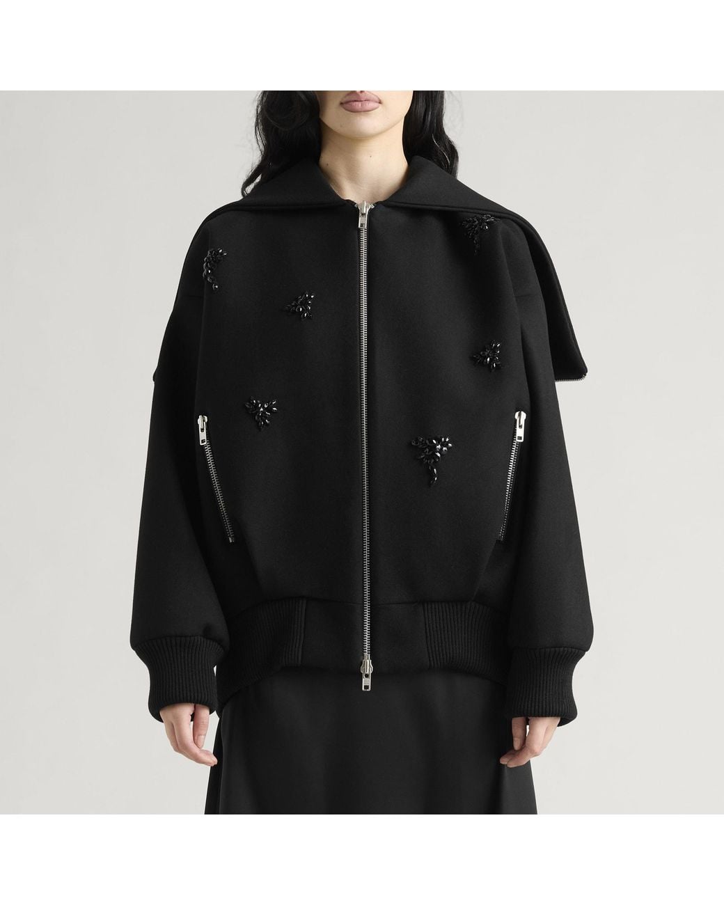 Simone Rocha Black Oversized Split Hood Jacket