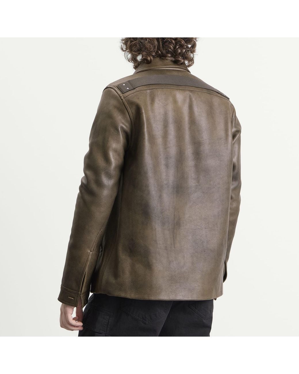 Rick Owens Green Buttoned Leather Brad Jacket for men
