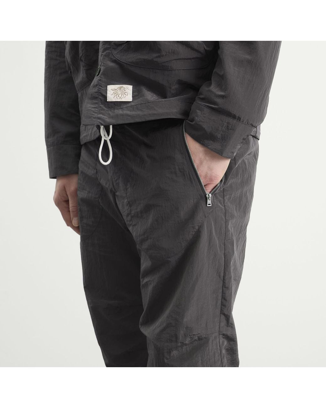 RANRA Gray Wilder Shiny Nylon Cargo Pants for men