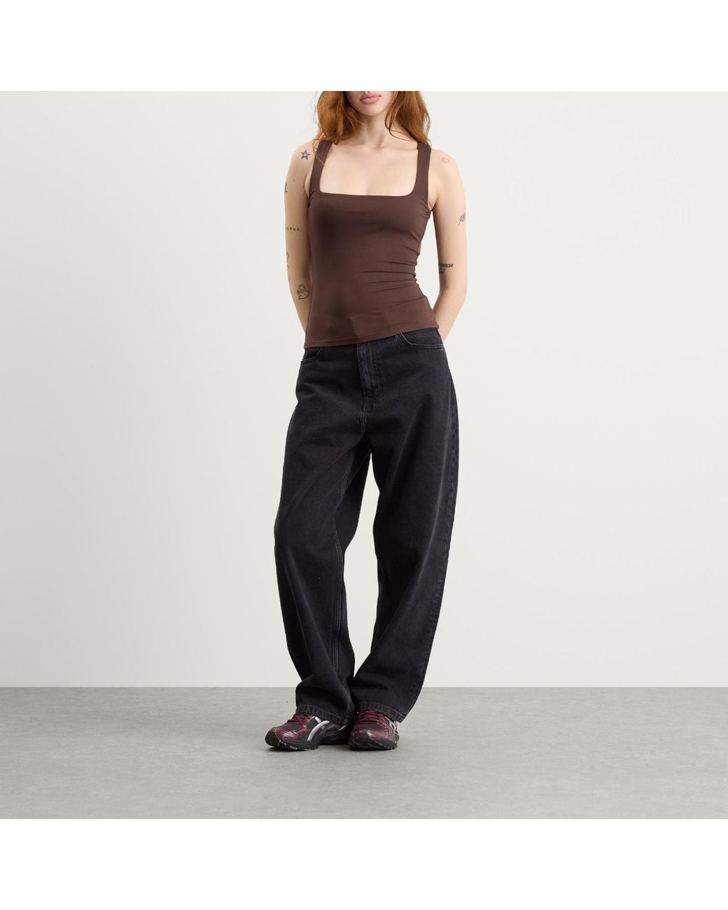 Skims Brown Smooth Layers Square Neck Tank Top
