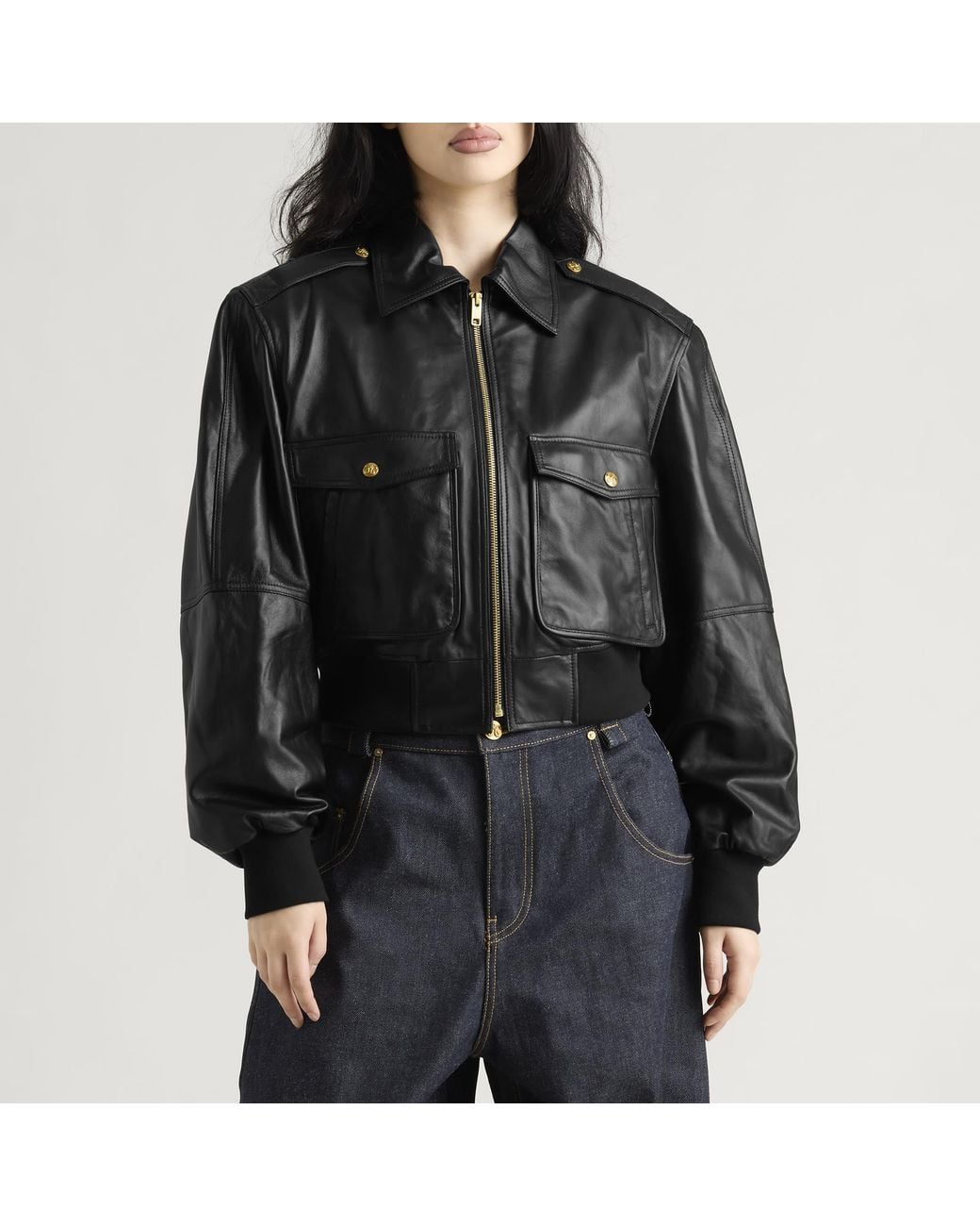 Willy Chavarria Black Cropped Leather Jacket