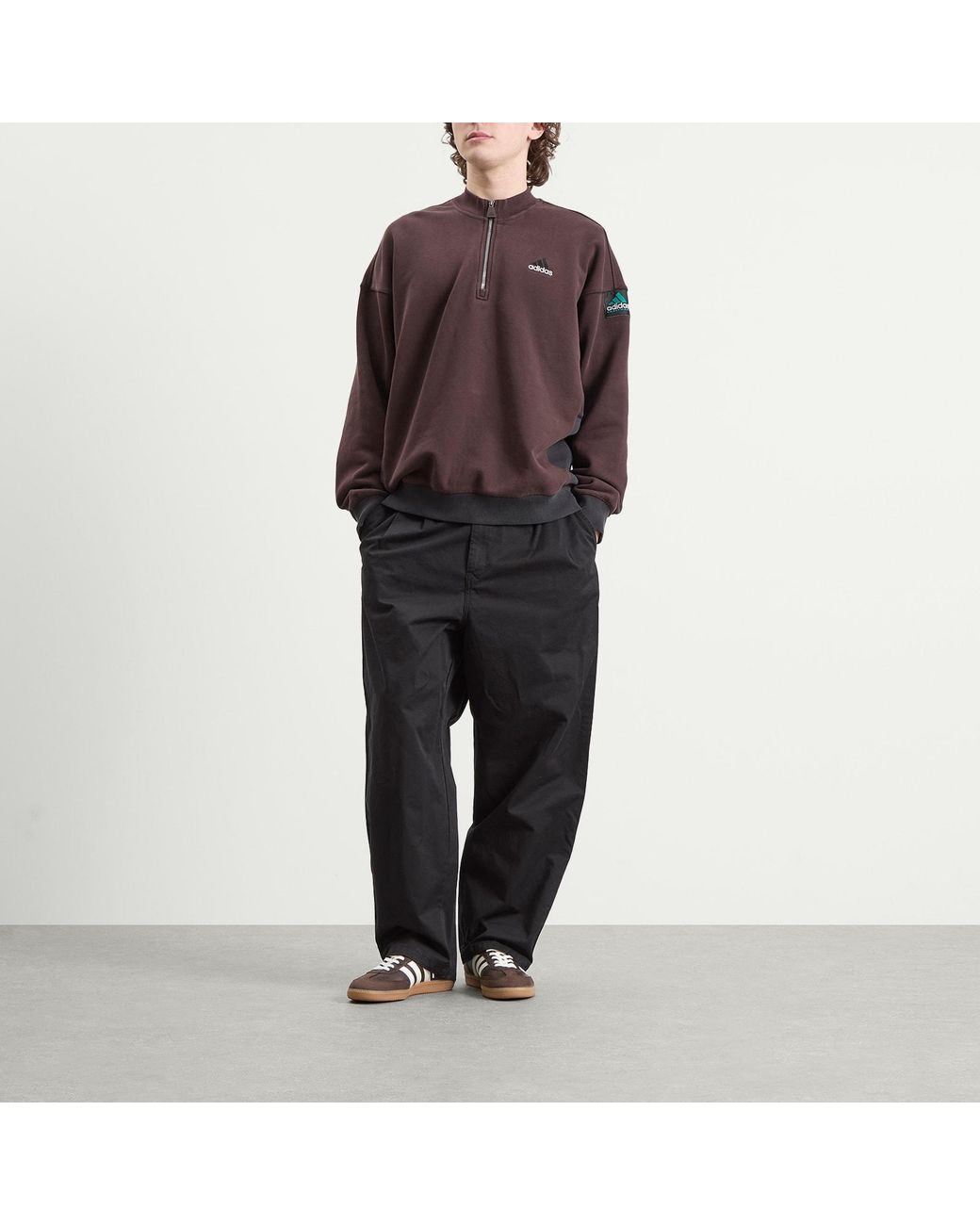 Adidas Brown Eqt Half Zip Top for men
