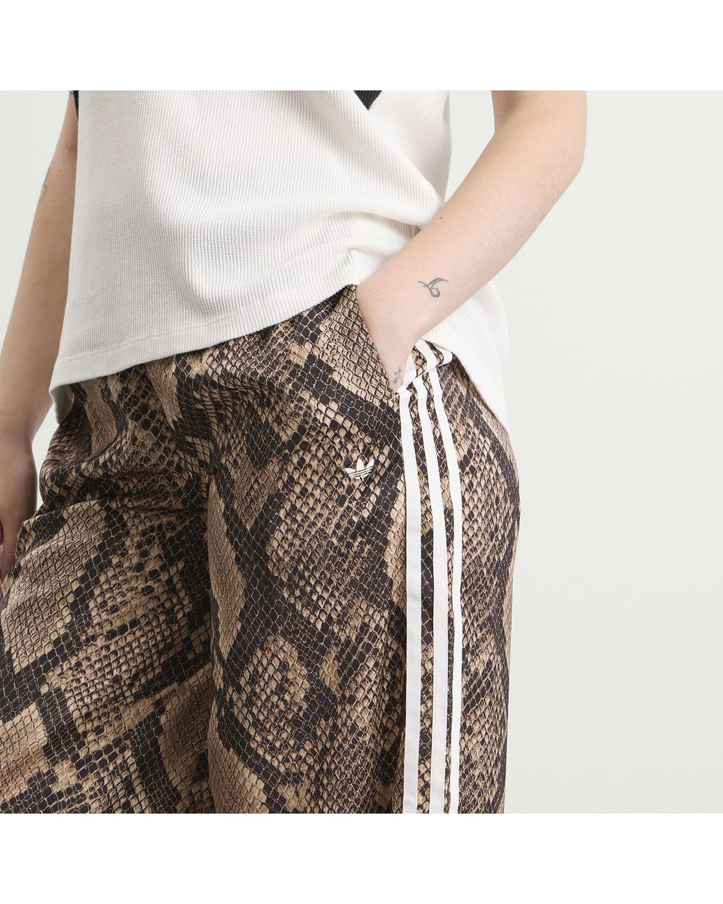 Adidas Gray Satin Wide Leg Track Pant