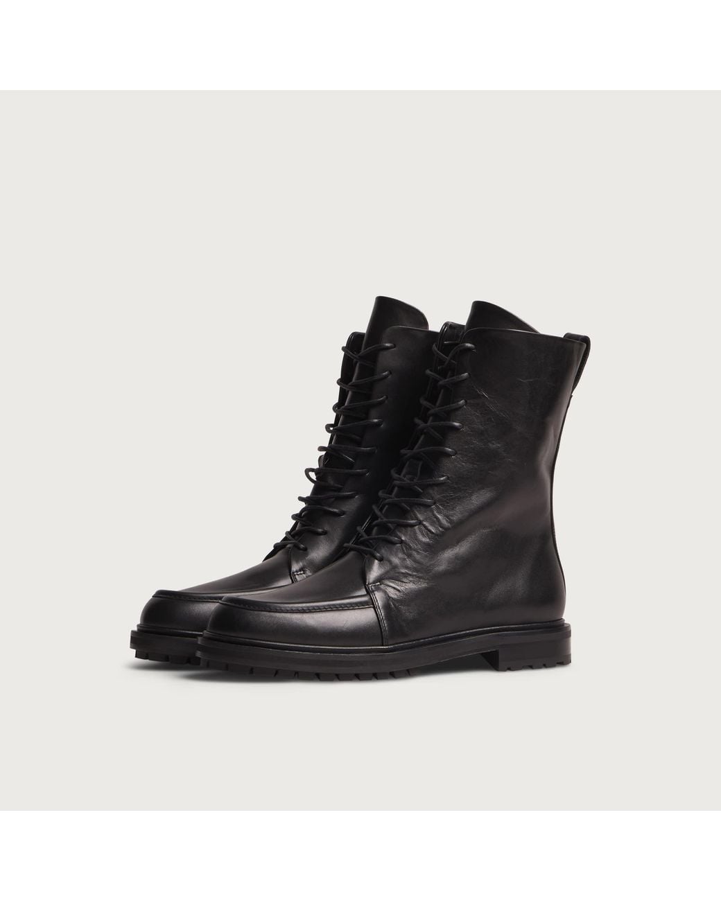 Aeyde Black Tate Leather Lace Up Ankle Boots