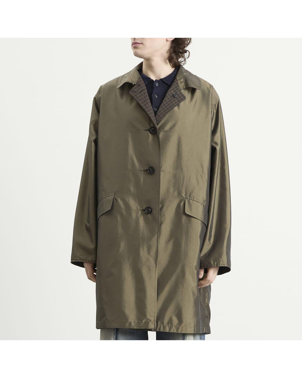 Maison Margiela Black Check Reversible Coat for men