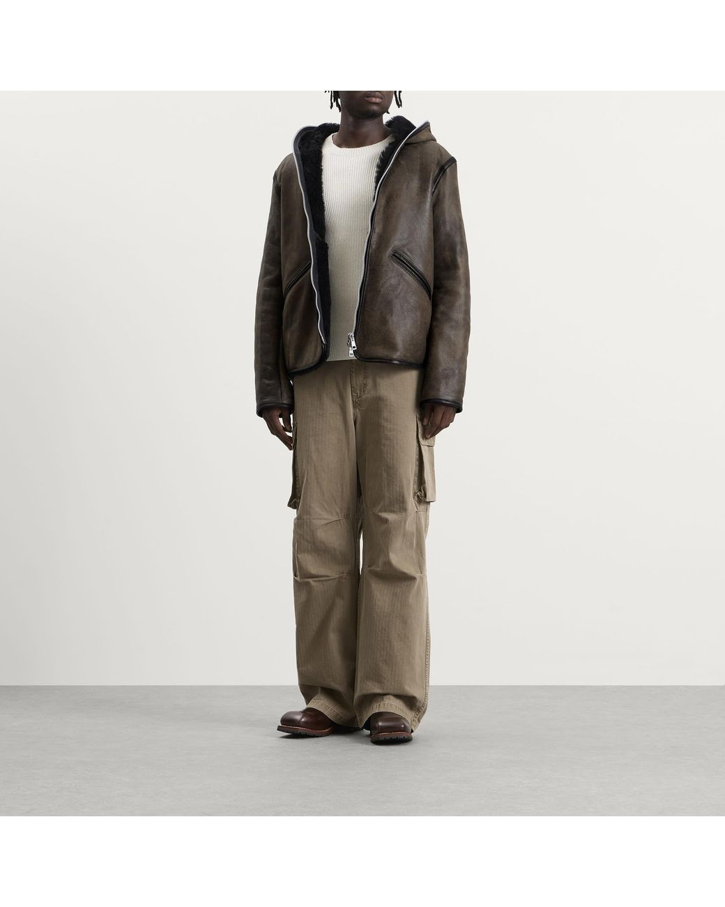 Our Legacy Black Dry Shearling Full Zip Jacket for men