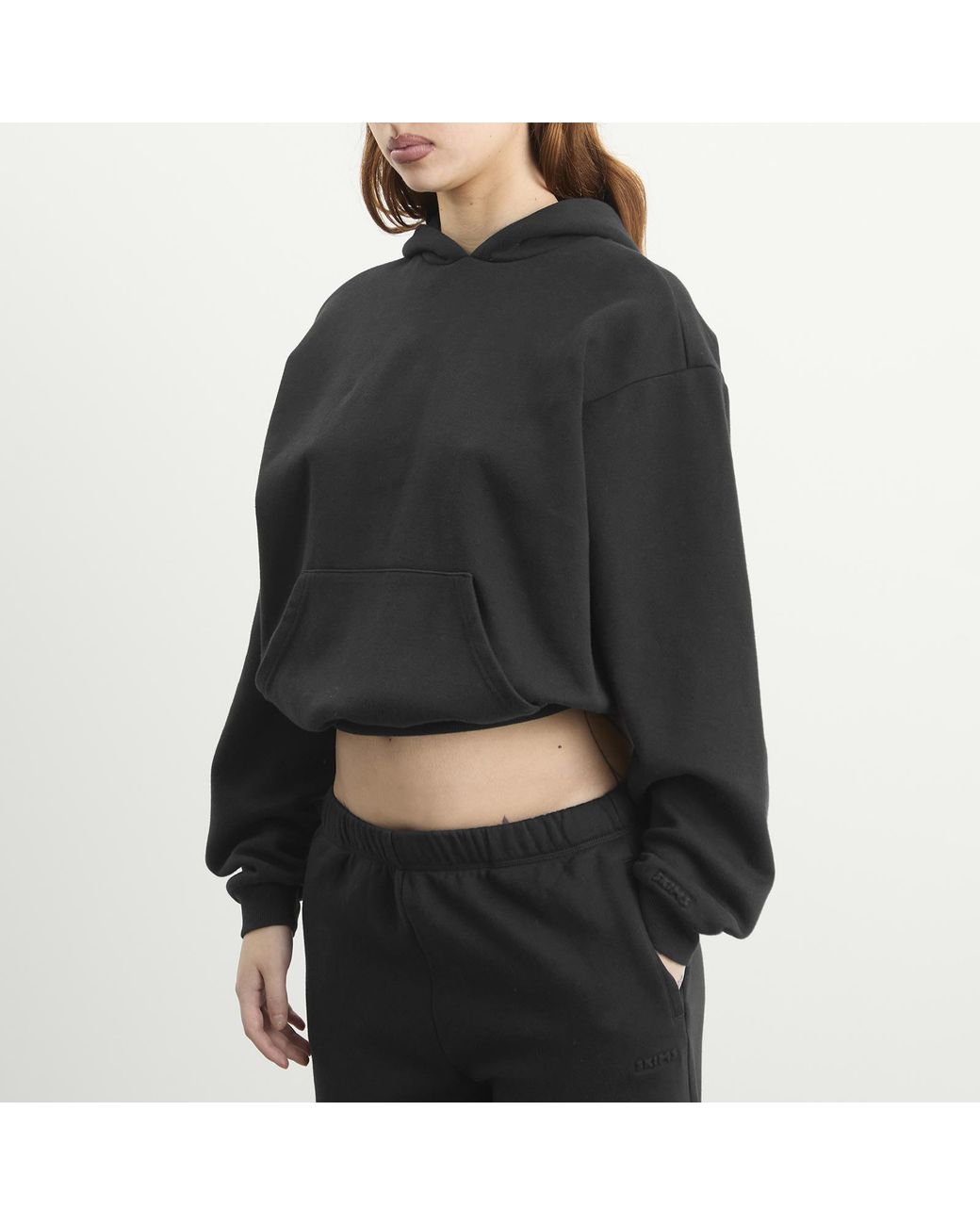 Skims Black Cotton Fleece Classic Pullover Hoodie