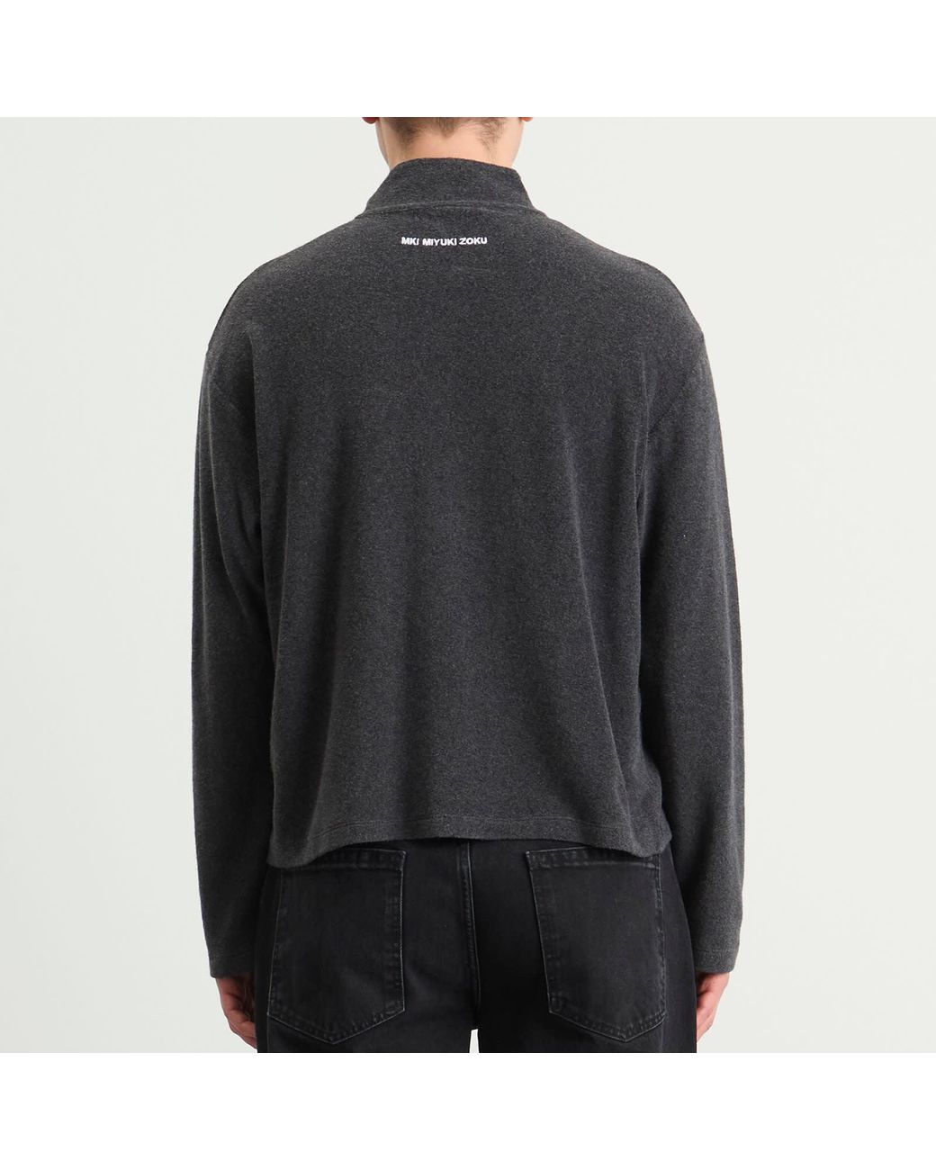 MKI Miyuki-Zoku Gray Towelling Quarter Zip for men