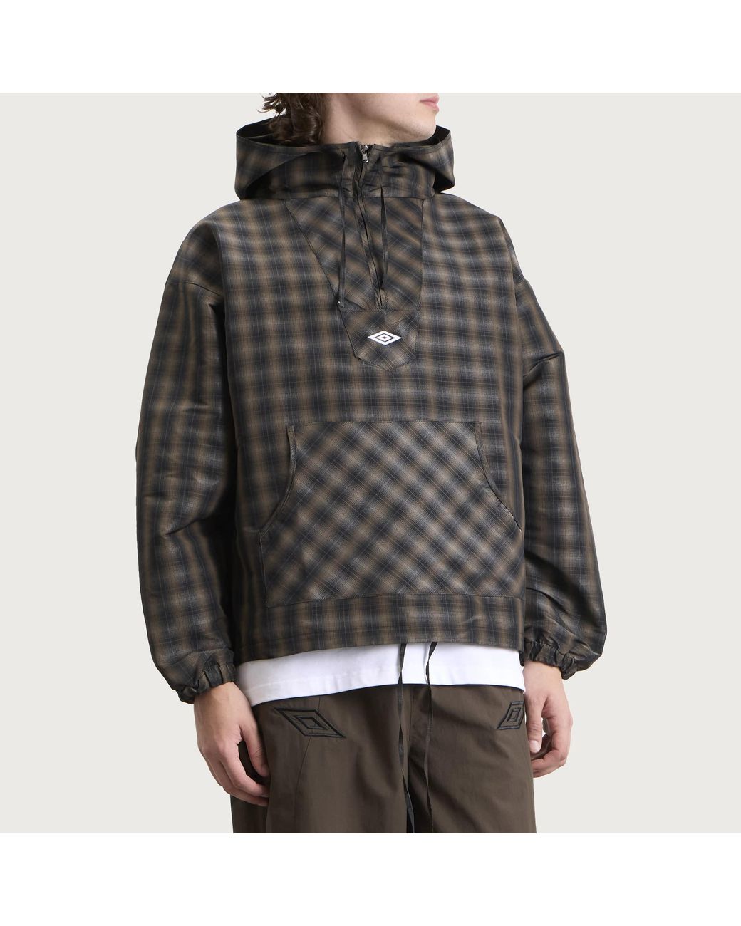 Umbro by Slam Jam Gray Checked Masked Anorak for men