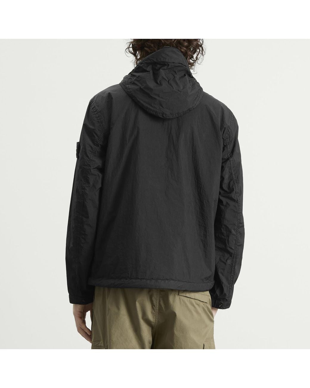 Stone Island Black Crinkle Reps Hooded Jacket for men