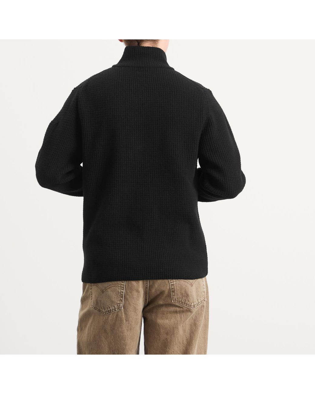 C P Company Black Half Zip Lambswool Jumper for men