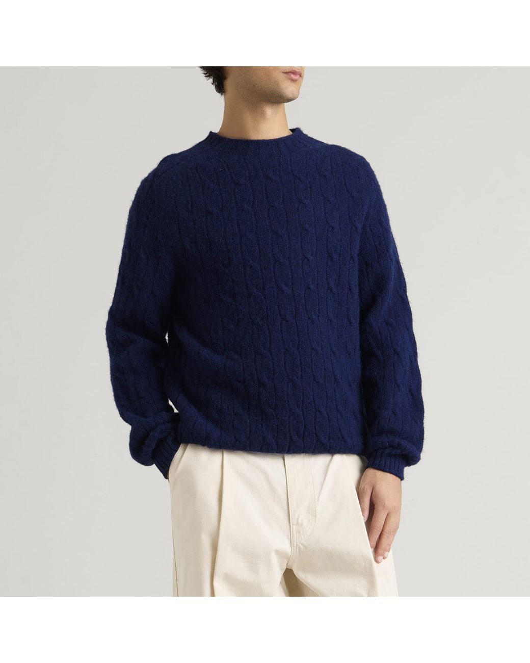 Barbour Blue Scottish Made Cable Crew for men