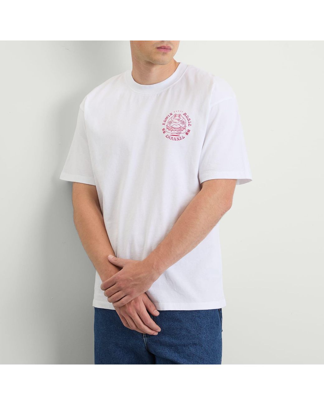 Edwin White Music Channel T-Shirt for men