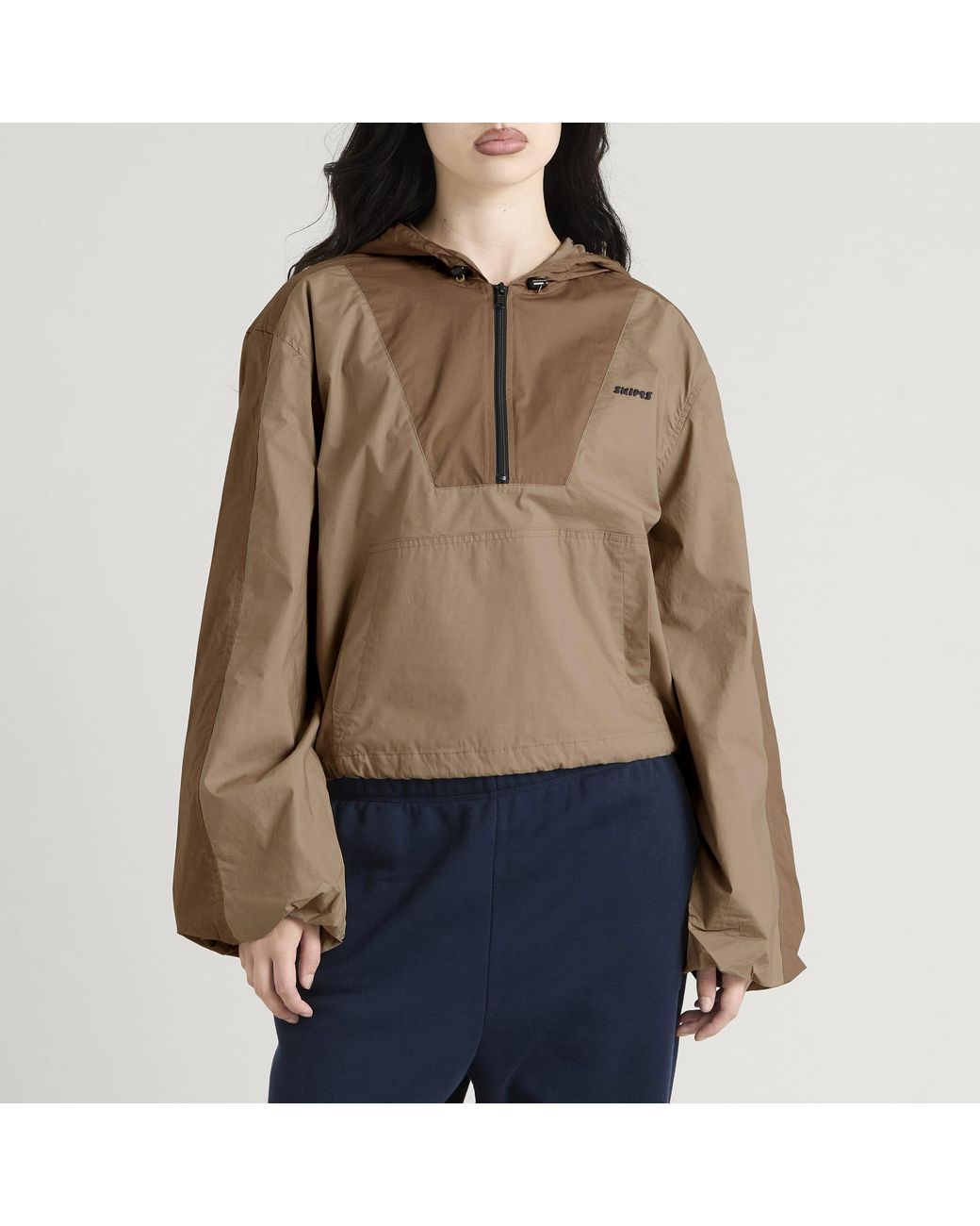 Skims Natural Woven Cotton Half Zip Pullover